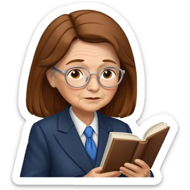 grandma reading in suit long hair sticker