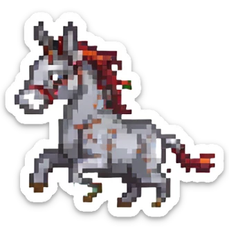 donkey performing a powerful kick, dynamic action, simple background sticker