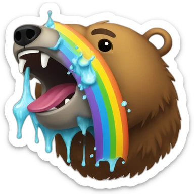 Grizzly head puking a rainbow sticker