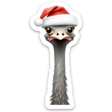 Ostrich with a Santa hat sticker