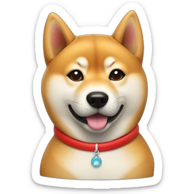 shiba inu with red necklace sticker