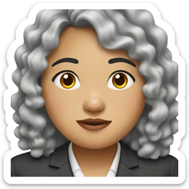 Southeast Asian woman, overweight, wearing a suit, black curly hair sticker
