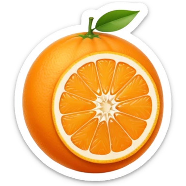 Hermès-style orange fruit, sliced open, luxury, cute emoji style sticker