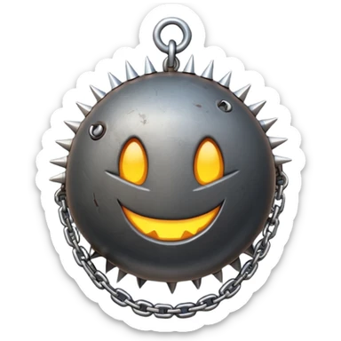 iPhone text message emoji size ball, and chain with spikes sticker