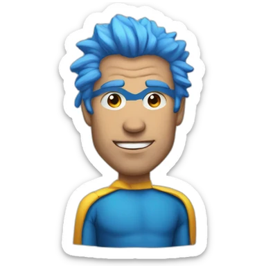 Portrait Super hero man with blue hair sticker