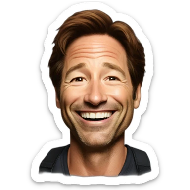 david duchovny laughing out loud hyperrealistic sticker