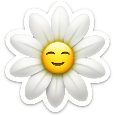 a white flower with a sun in the middle of it  sticker