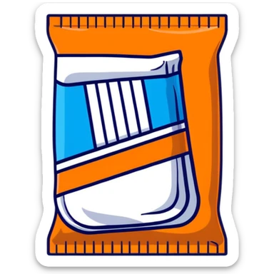 cartoon sugar packet with blue label sticker