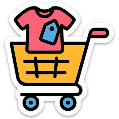 shopping cart with clothes sticker