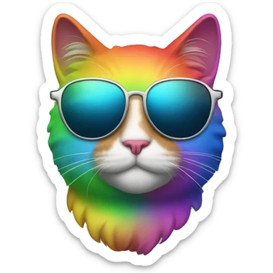 rainbow cat with sunglasses  sticker