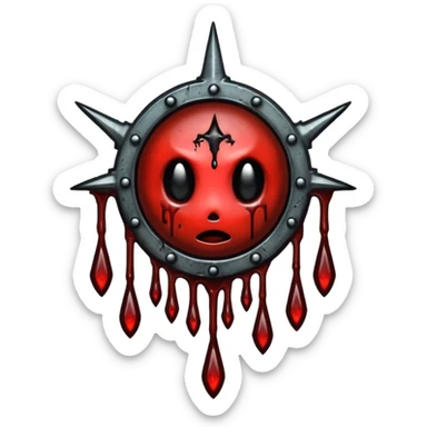 Upside-down halo dripping blood, black metal aesthetic, occult symbol sticker