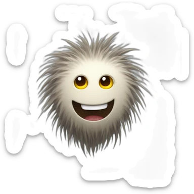 A hairy creature with little lightning bolts dancing along its hairs. His eyes shine like electric bulbs. sticker