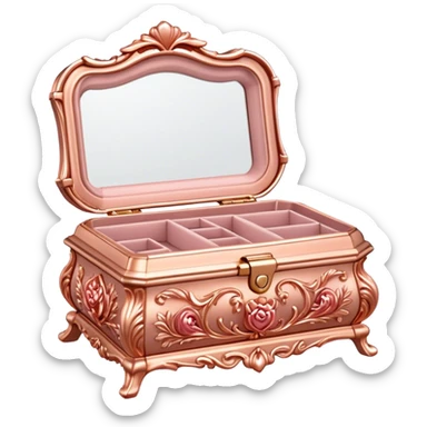 Rose gold rococo jewelry box sticker