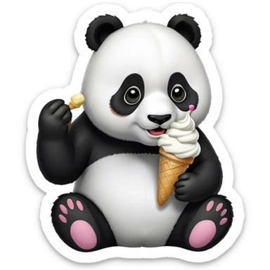 Panda eating ice cream sticker