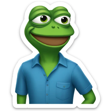 Pepe the frog with a blue shirt sticker