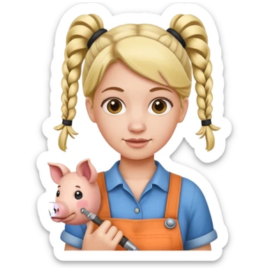 Handy woman with pig tailes sticker