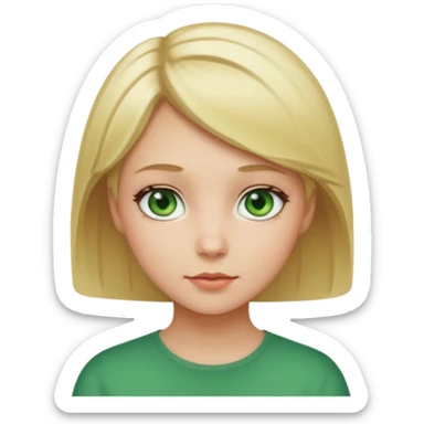 Girl with short blonde hair and green eyes sticker