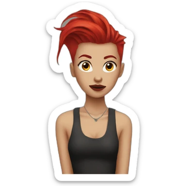 woman punk long red undercut hair  sticker
