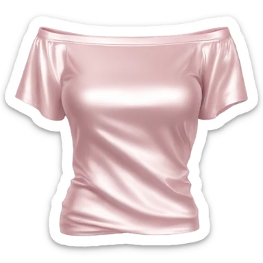 Realistic isolated side view of a light pink metallic off the shoulder Short sleeve blouse. sticker