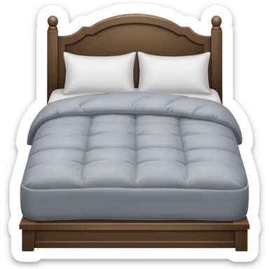 Bed with gray comforter and white pillows sticker