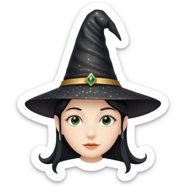 black gitter hat witch sticker