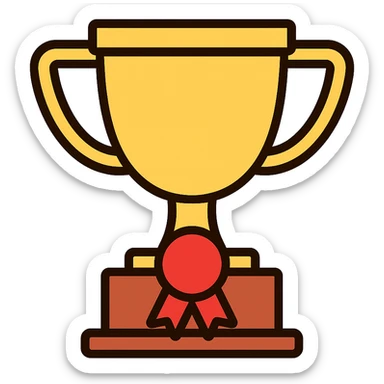 trophy color icon with a ribbon on the base sticker