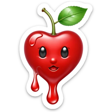 bitten cherry, liquid silver chrome, playful erotic symbolism, glossy shine sticker