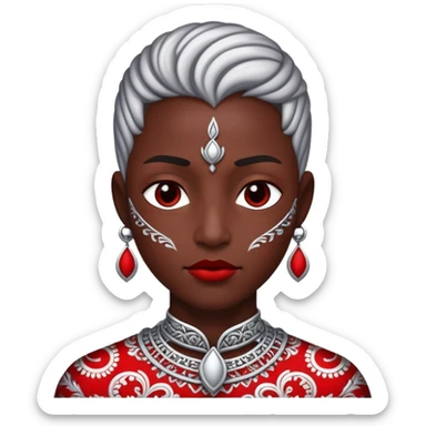 Dark evil Badass emo gothic punky black and silver with intricate red and white patterns  sticker