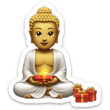 Buddha wishes you merry Christmas with presents sticker