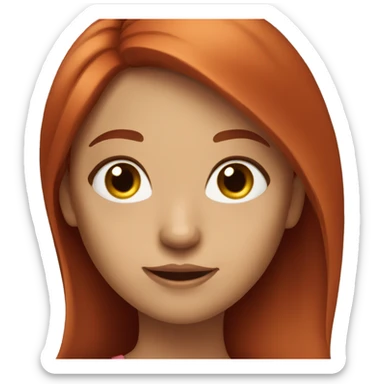 a girl with long red hair, brown eyes and eyelashes sticker