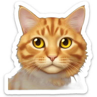 fluffy tortoise ginger cat yellow eyes sticker