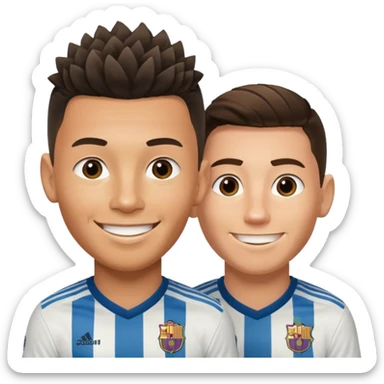 Prime noodle hair ronaldo and prime 2012 messi Smiling in one Photo and make it realistic  sticker