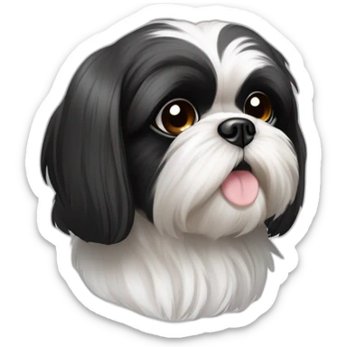 Dreifarbiger Shihtzu schwarz weiß grau braune augen sticker