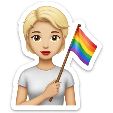 woman with lgbt flag sticker
