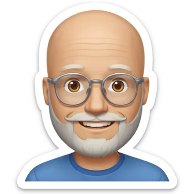 Bald white man with glasses and beard smiling  sticker