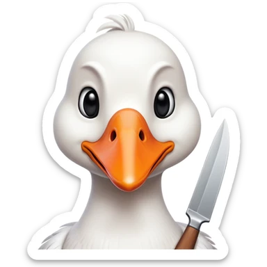 mischievous goose with a knife in its bill, untitled goose game inspired sticker