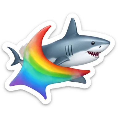 shark with rainbow-fire sticker