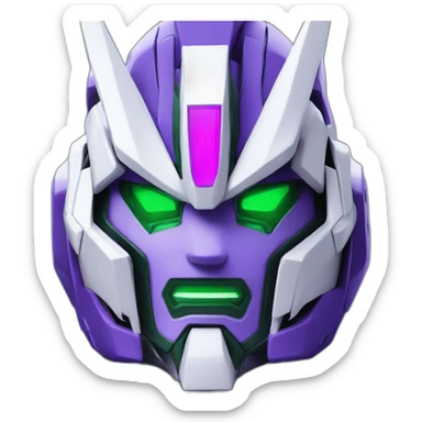 purple and green freedom gundam mecha face sticker