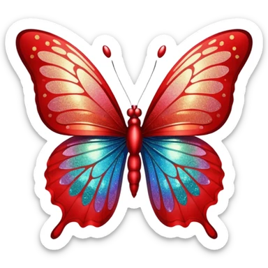 red glitter butterfly sticker