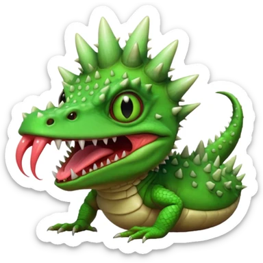 poisonous mushroom reptile monster portrait, head and shoulders only, lizard-like face, spiky mushroom growths, toxic green glow, creepy tongue, fantasy animal vibe, 3D cartoon, mobile game icon style, clean background, no text, no watermark

 sticker