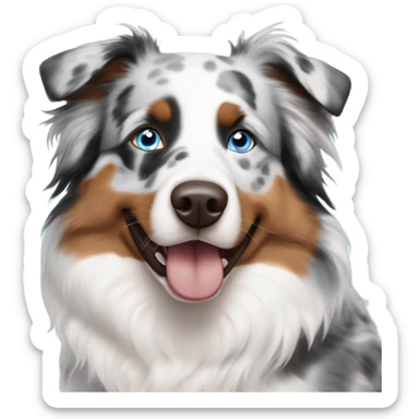 Blue Merle Australian shepherd with one blue eye and one brown eye sticker