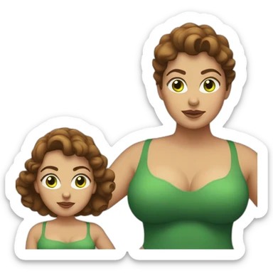 big woman with big brassiere,brown hair,green eyes sticker