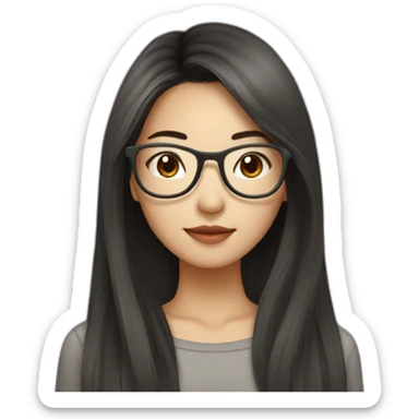 hot-asian-girl-with-long-hair-and-ractangular-glasses sticker
