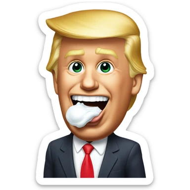 Donald trump with his tongue sticking out and milk all over his face sticker