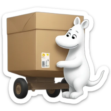 Moomin delivering a box sticker
