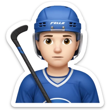 ice hockey player portrait, head and shoulders only, wearing hockey helmet with visor, team jersey collar, holding hockey stick near shoulder, focused competitive expression, 3D cartoon style, mobile game icon style, clean background, no text, no watermark

 sticker