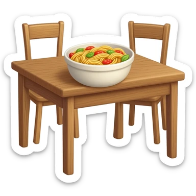 fresh pasta on wooden table with chairs sticker