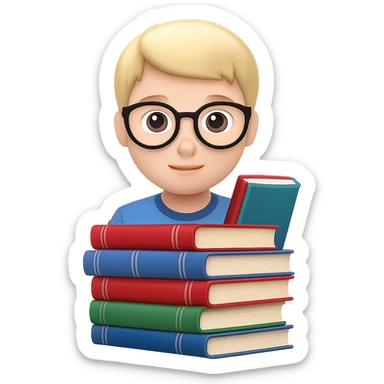 Add glasses to the boy in the style of emoji (apple style emojis). Keep the emoji style look and no background. sticker