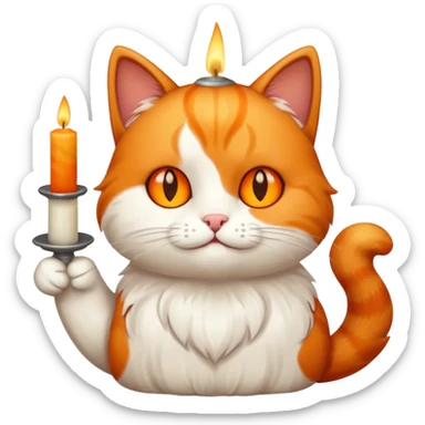 candle-holding cat sticker