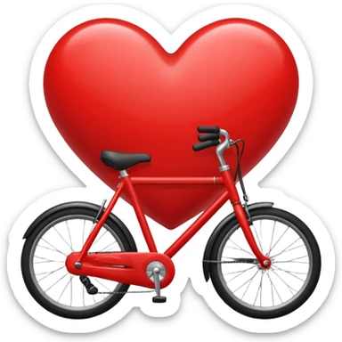 heart with a bicycle motif sticker